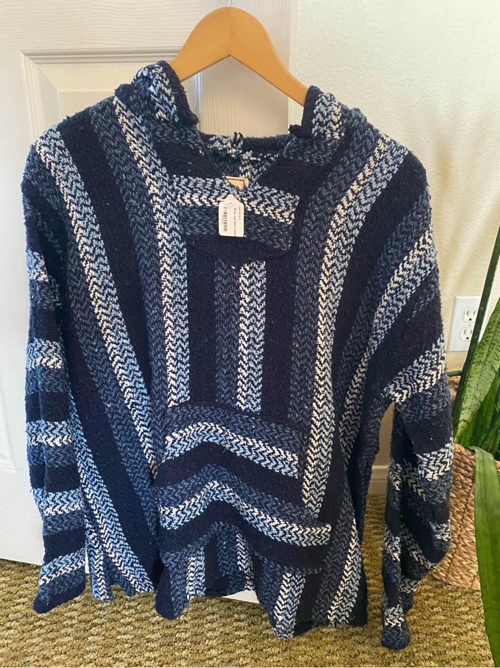 Baja Joe Striped Hooded Pullover - Navy & White
